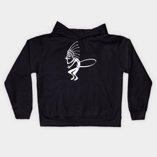 Kokopelli hula hoop white Kids Hoodie